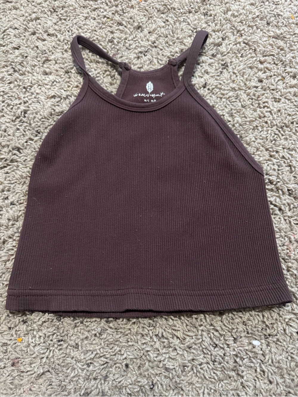 Free People Chocolate Ribbed Cropped Tank
